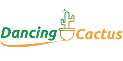 transparent background, dancingcactus.co website logo, green yellow gradient colors, voice activated toy, singing talking dancing cactus toy, brand logo image, dancing cactus icon with flowerpot, toy,