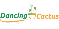 transparent background, dancingcactus.co website logo, green yellow gradient colors, voice activated toy, singing talking dancing cactus toy, brand logo image, dancing cactus icon with flowerpot, toy,
